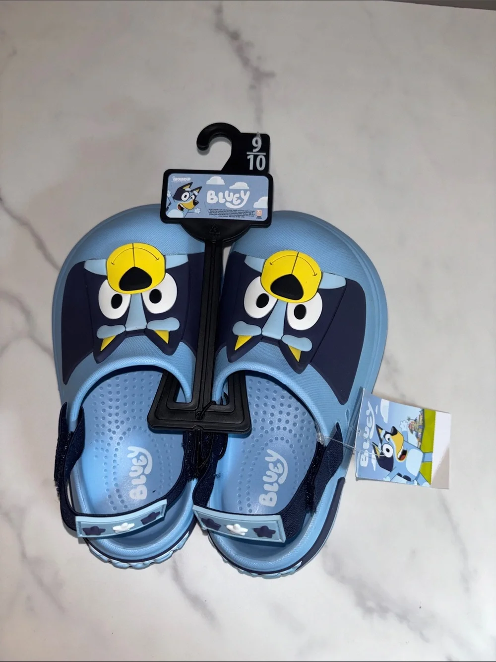 Bluey Kids' Light Blue Sandals with Character Detail - Size 9/10